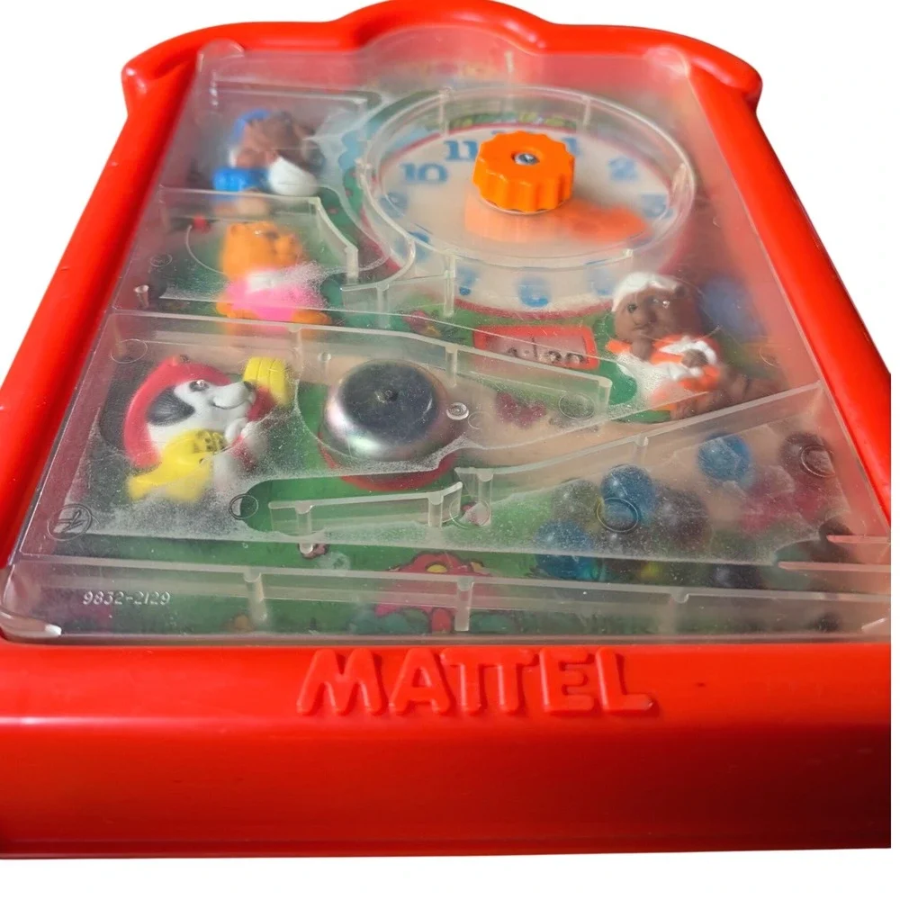 Vintage Mattel Fun Oclock Learning Toy Clock Marble Run Red 9832-2129 1980s